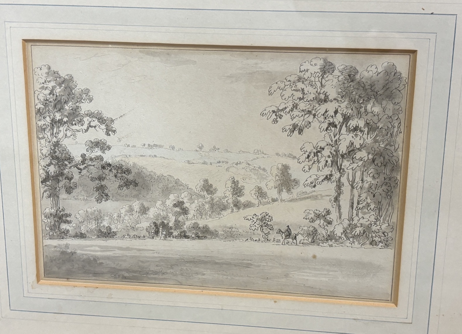 Early 19th century English School, set of eight pencil and watercolour drawings, Rustic landscapes, 30 x 43cm